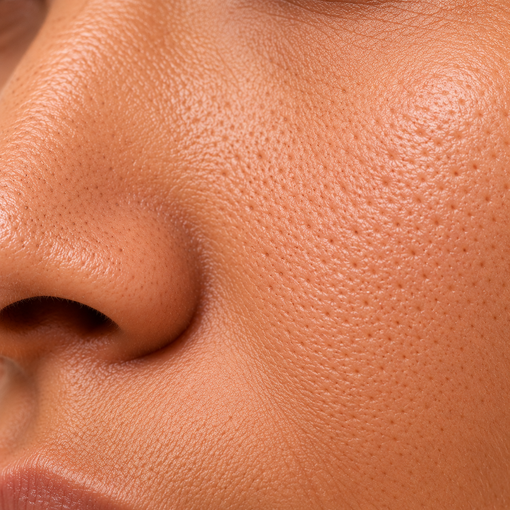 Visage adulte près d’une vasque avec quelques gouttes d’eau sur une joue à la texture naturelle